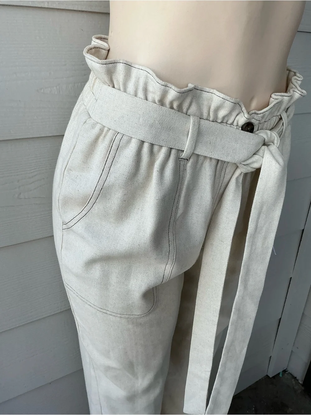 Sienna Sky Cream Paperbag Waist Tie Pants - Picture 5 of 10